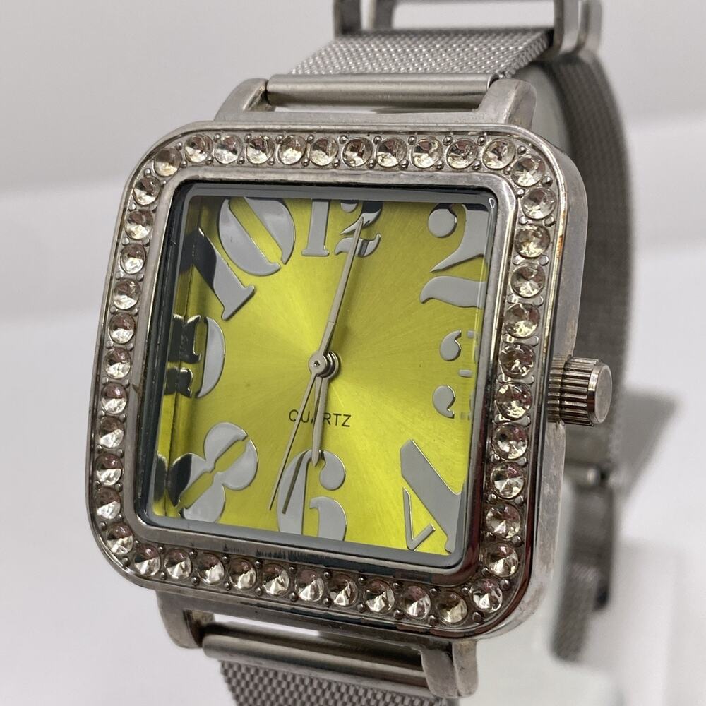 Womens Silver Tone Rhinestone Watch Works New Battery